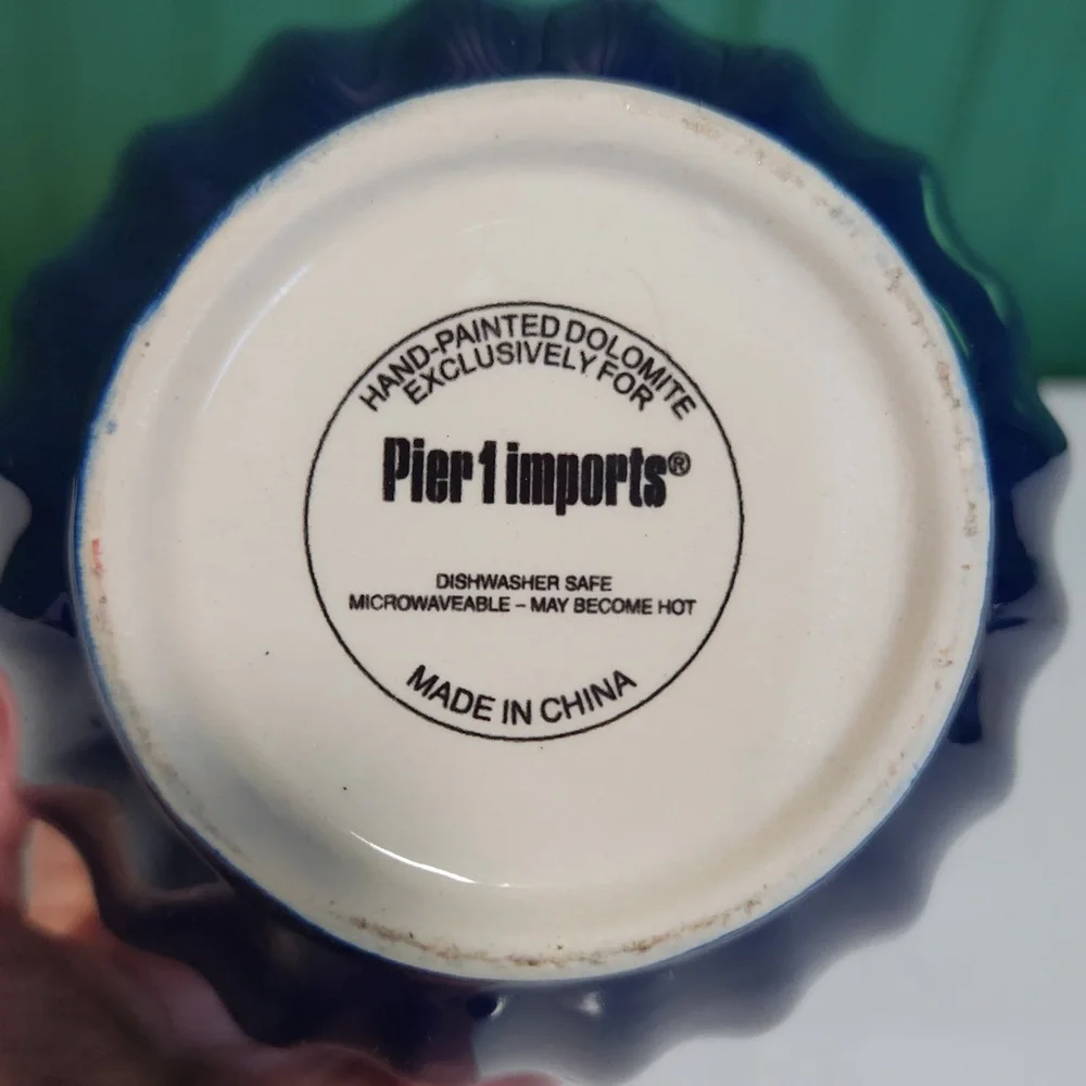 Pier 1 Imports Blue and Green Scalloped Sauce Bowls